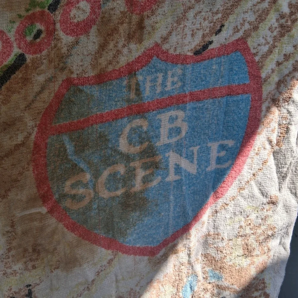 Rare Vintage Trucker CB Radio Theme Beach Towel Graphic Print 70s Fair Condition